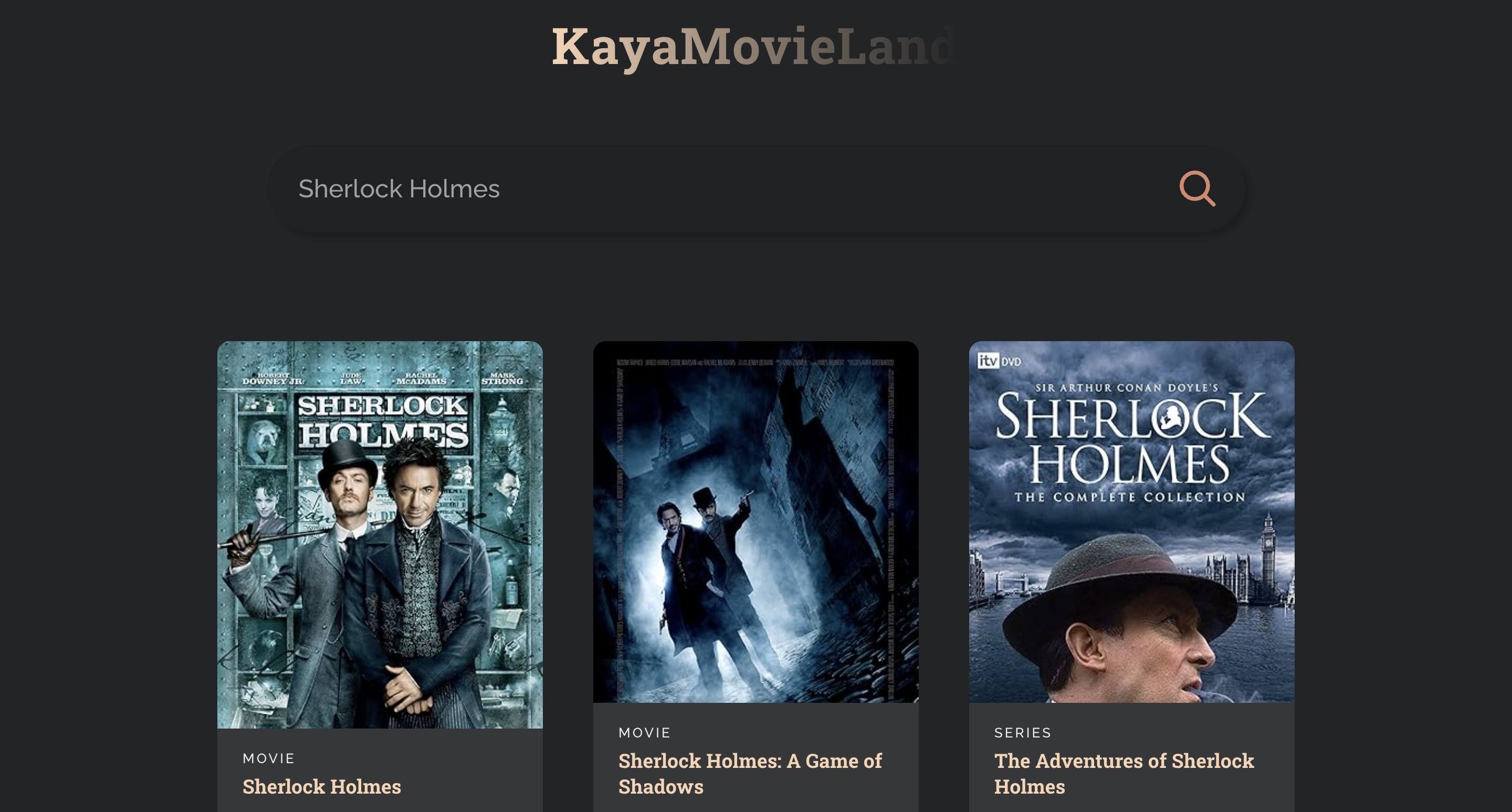 Kaya Movie List React uygulama ekranı