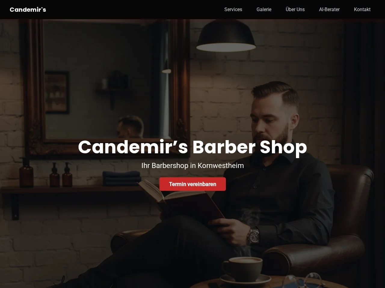 Barbershop landing page ekran görüntüsü