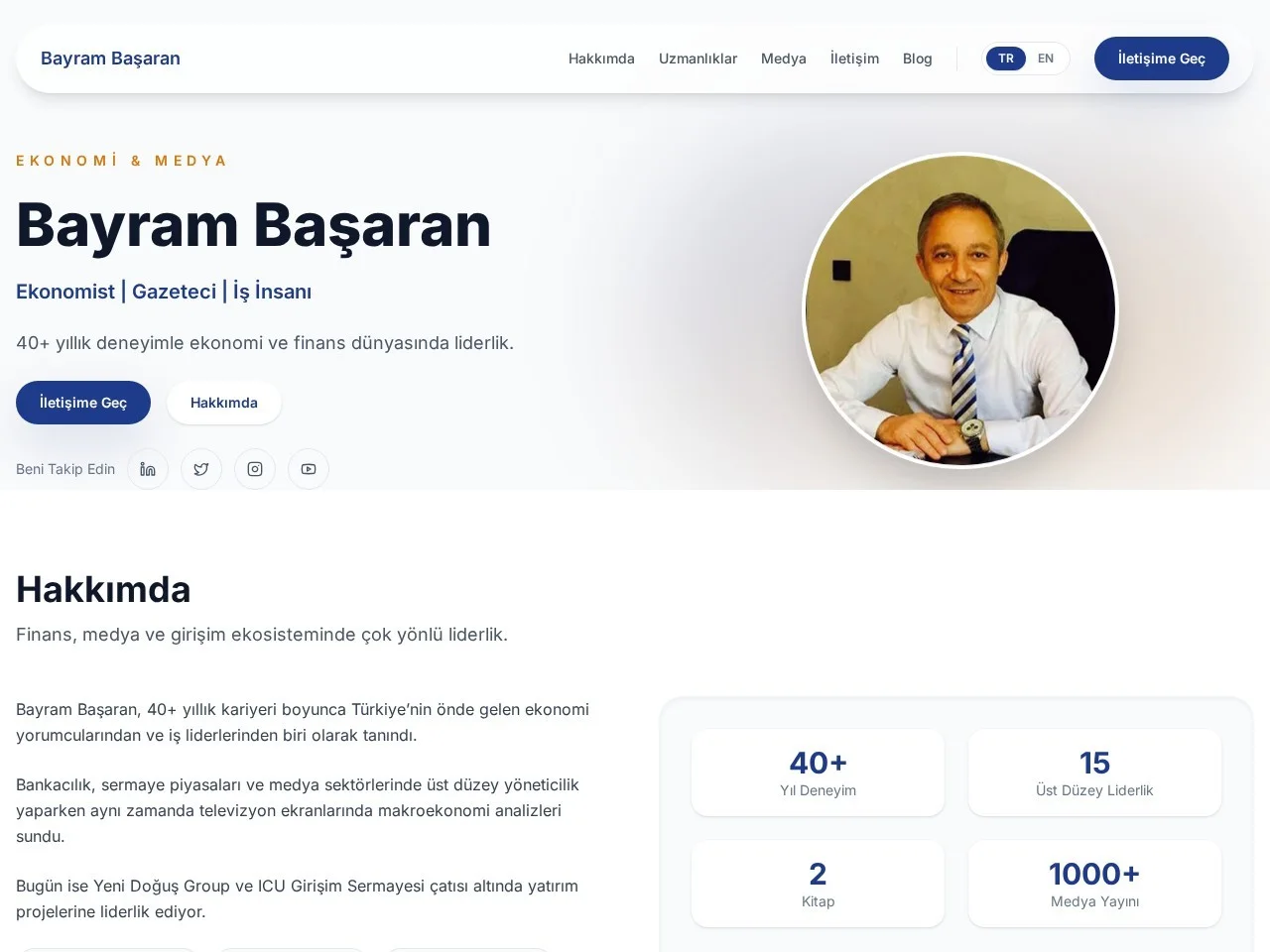 Bayram Başaran kişisel web sitesi ekran görüntüsü