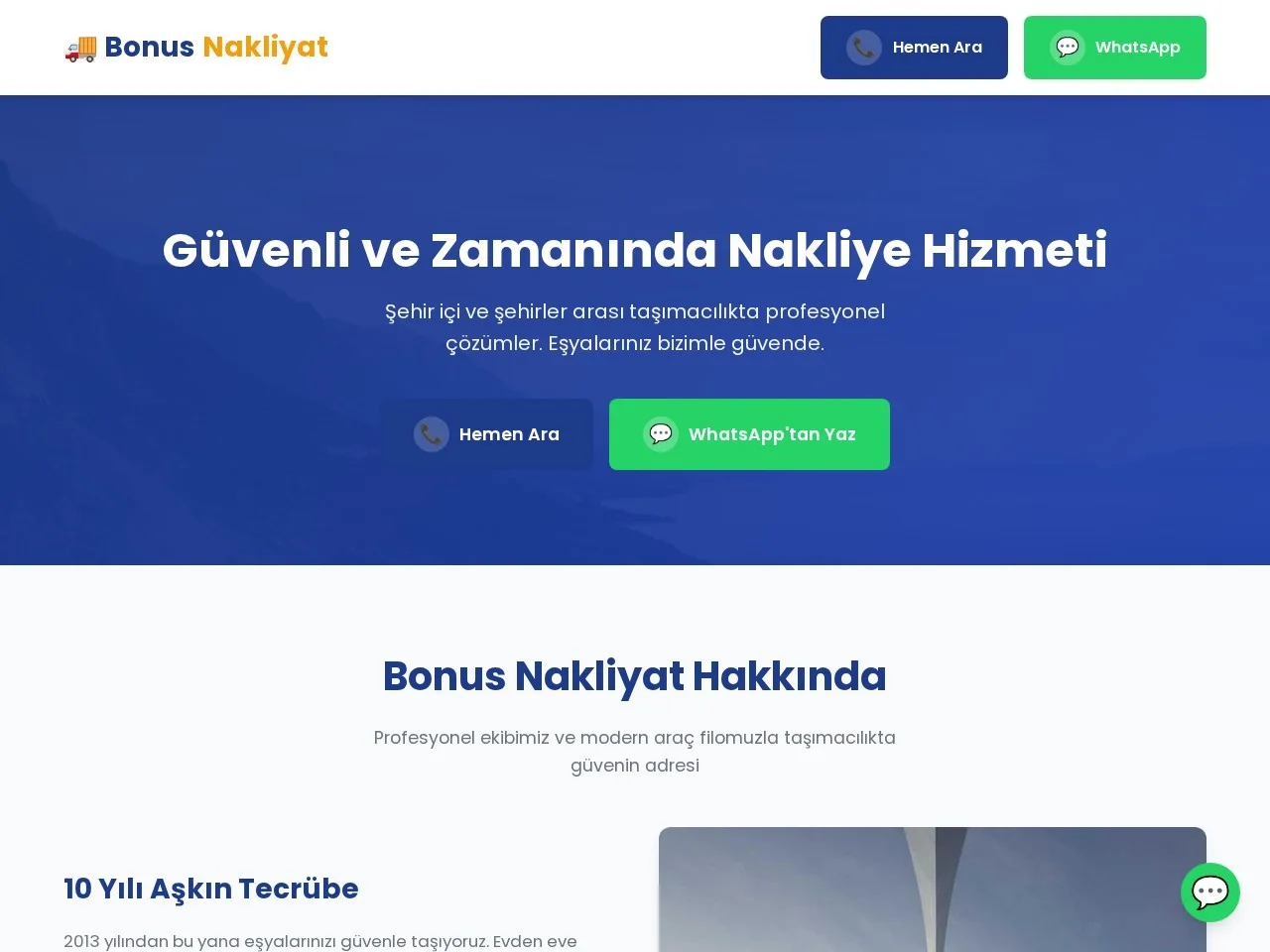 Bonus Nakliyat web sitesi ekran görüntüsü