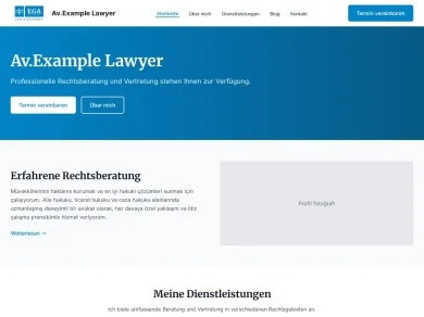 EGA Law hukuk bürosu landing page ekran görüntüsü
